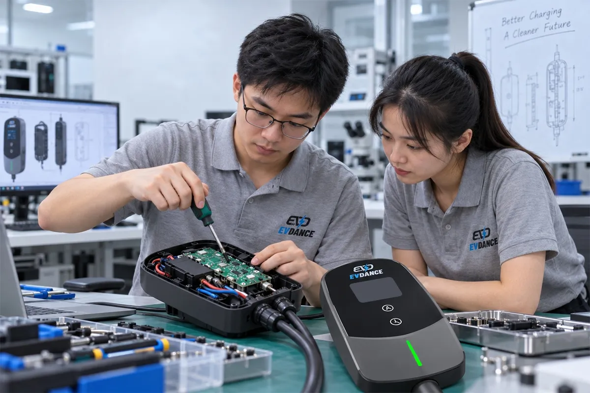 Evdance engineer hand-assembling a circuit board